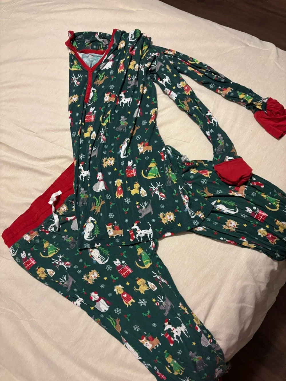 Little Sleepies Green & Red Holiday Animal Print Pajama Set - Picture 1 of 1
